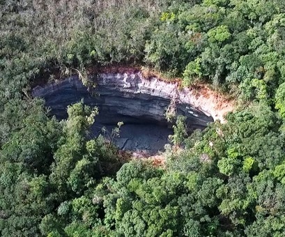 aerial view of sinkhole
